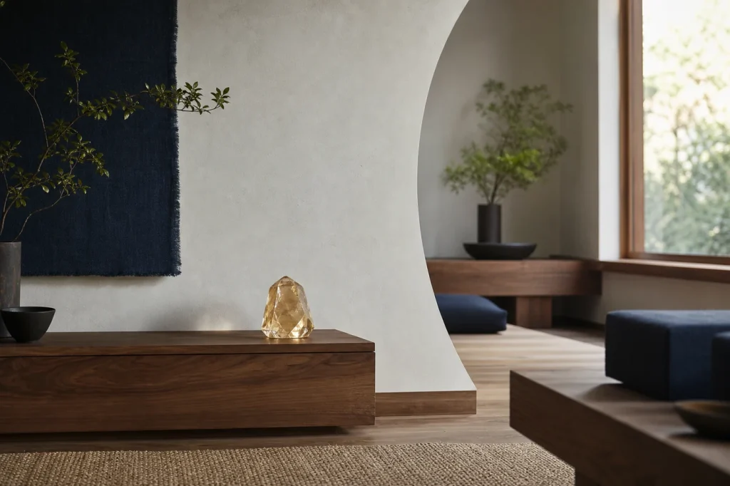 Natural-stone object placed in a quiet interior