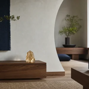Natural-stone object placed in a quiet interior