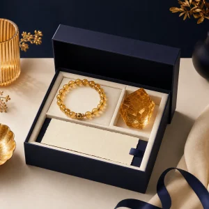 Amber gift set arranged in recipient-ready presentation