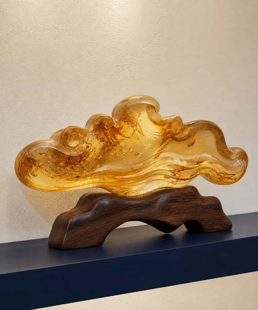 Amber-toned sculptural home object